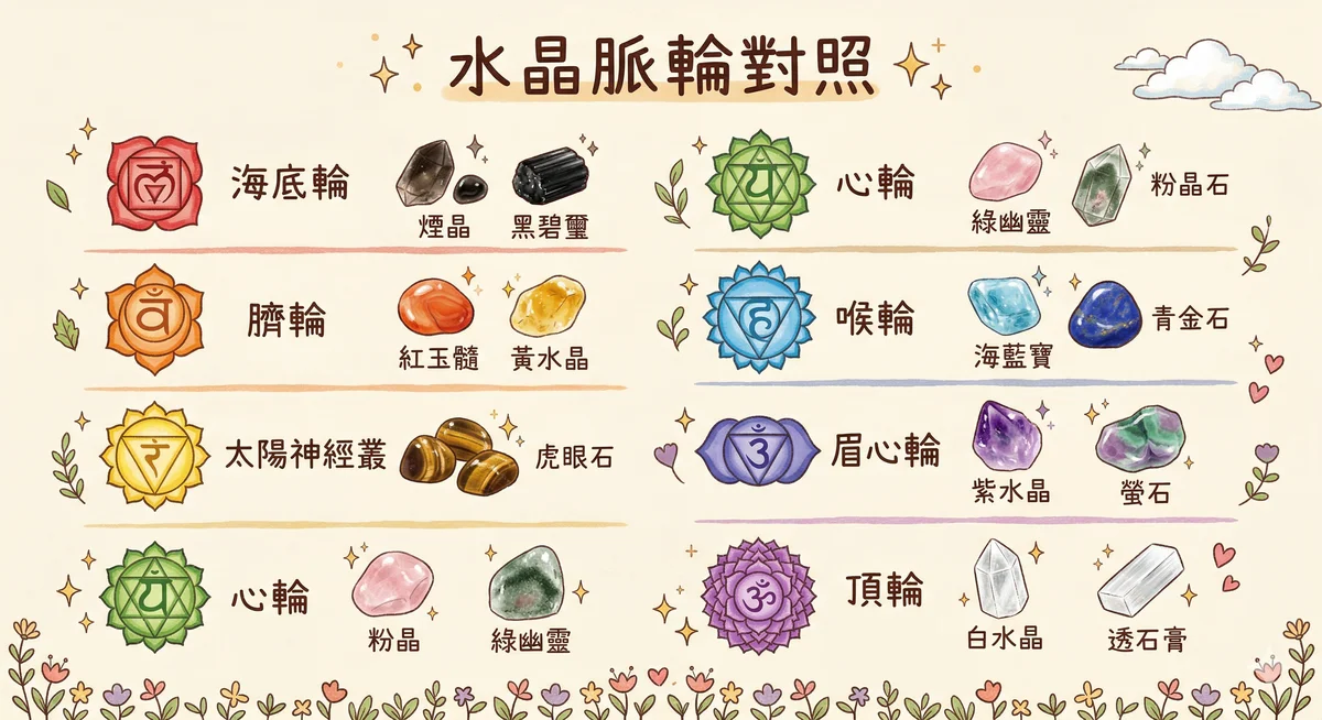 水晶脈輪對照