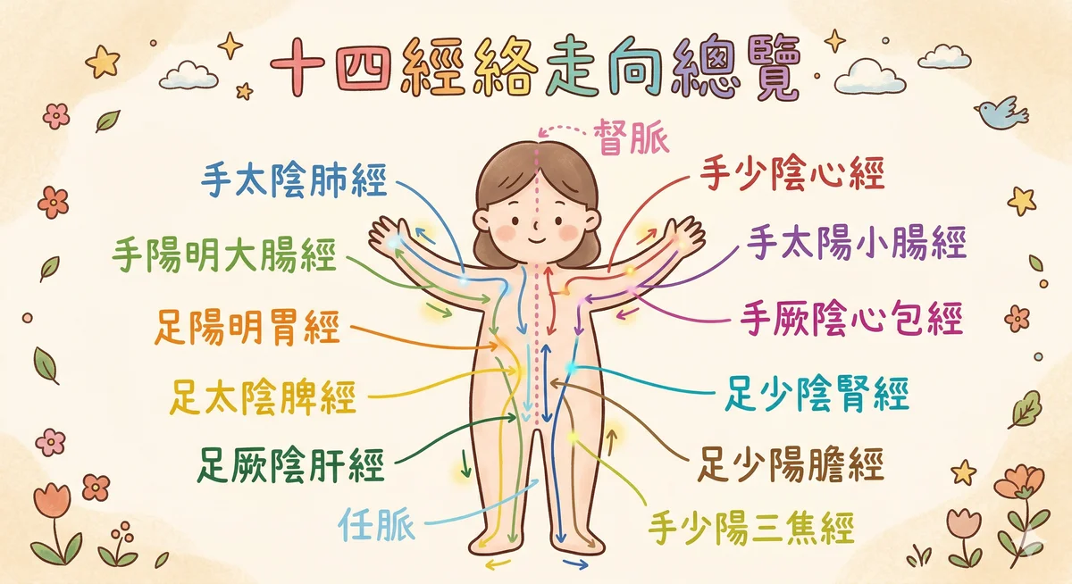 十四經絡走向總覽