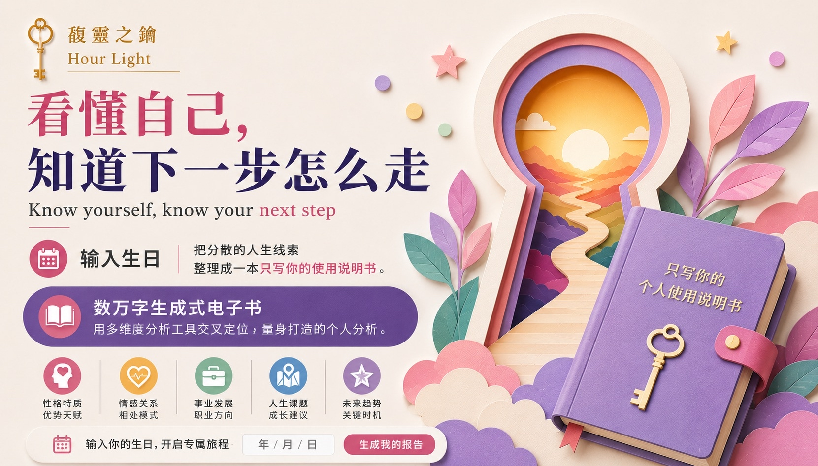 看懂自己，知道下一步怎么走｜输入生日，把分散的人生线索整理成一本只写你的人生使用说明书