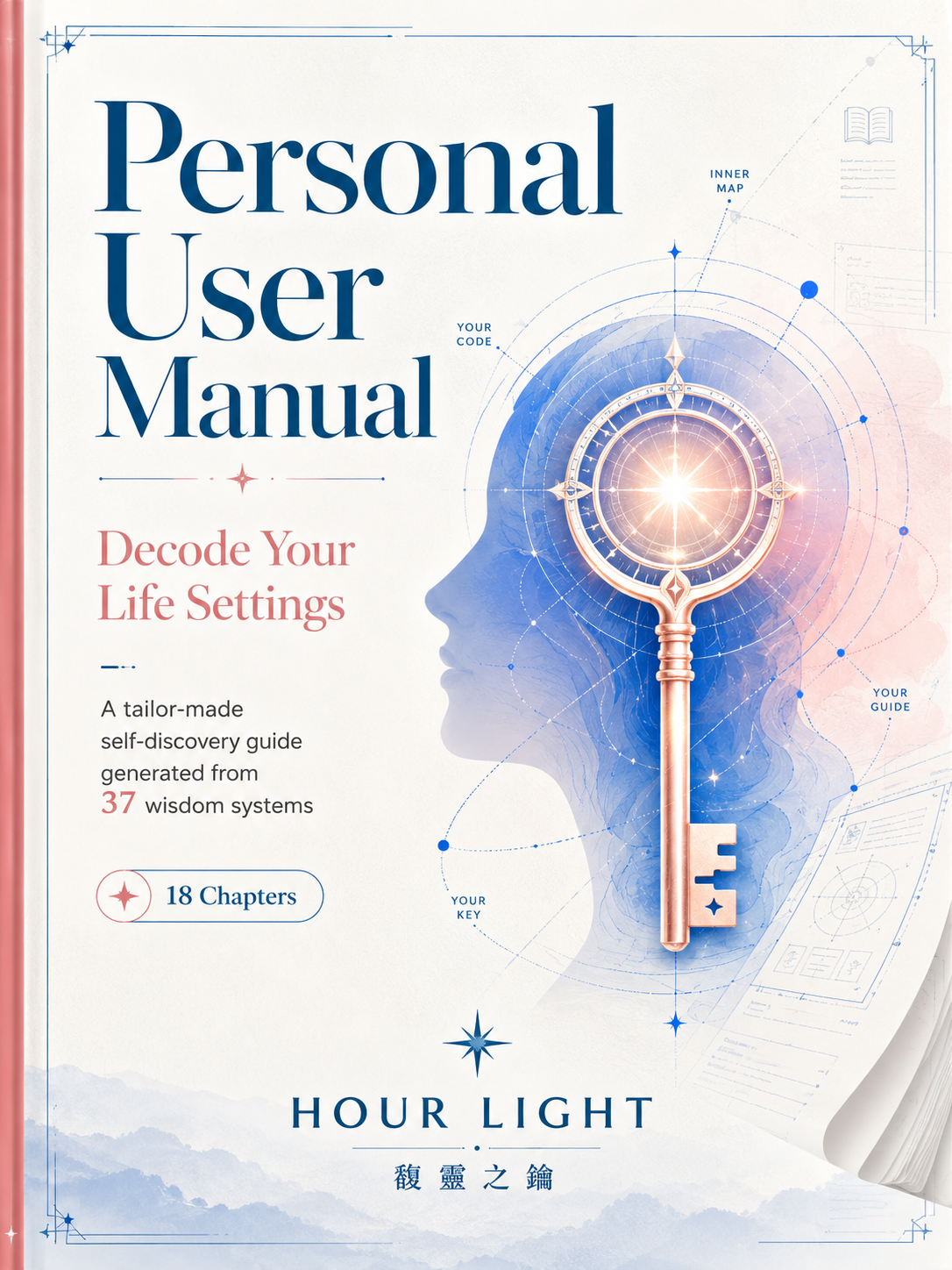 Personal User Manual — Decode Your Life Settings — a tailor-made self-discovery guide generated from 37 wisdom systems, 21 chapters, Hour Light